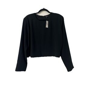 Ann‎ Taylor Top  XXL Long Sleeve Full Back Zip Sweater Black Lined